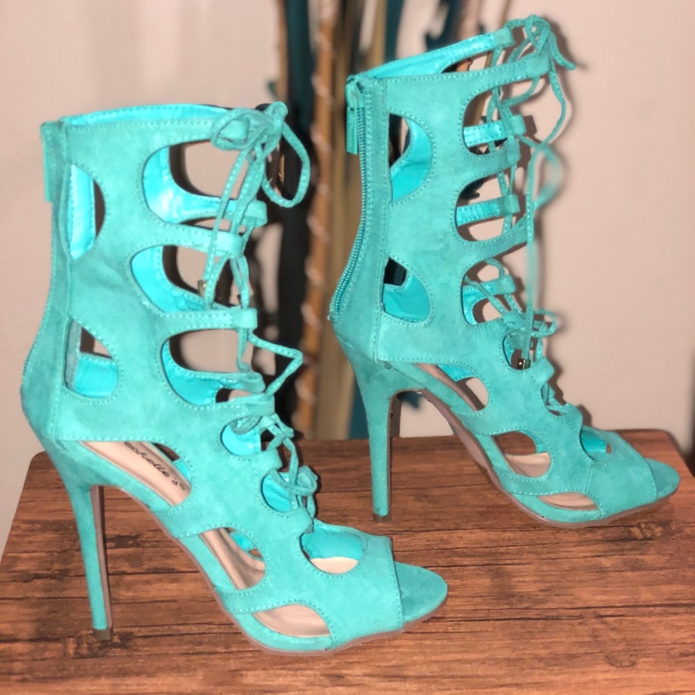 Strappy heels!! Beautiful color!